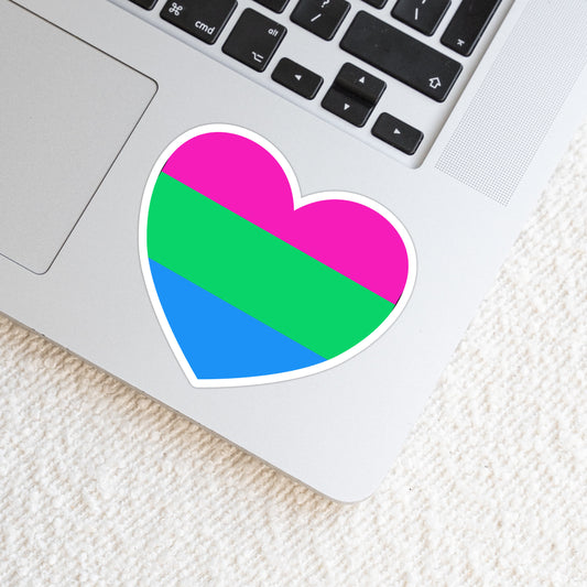 Polysexual LGBTQ+ Heart Weatherproof Vinyl Die Cut Sticker image 0