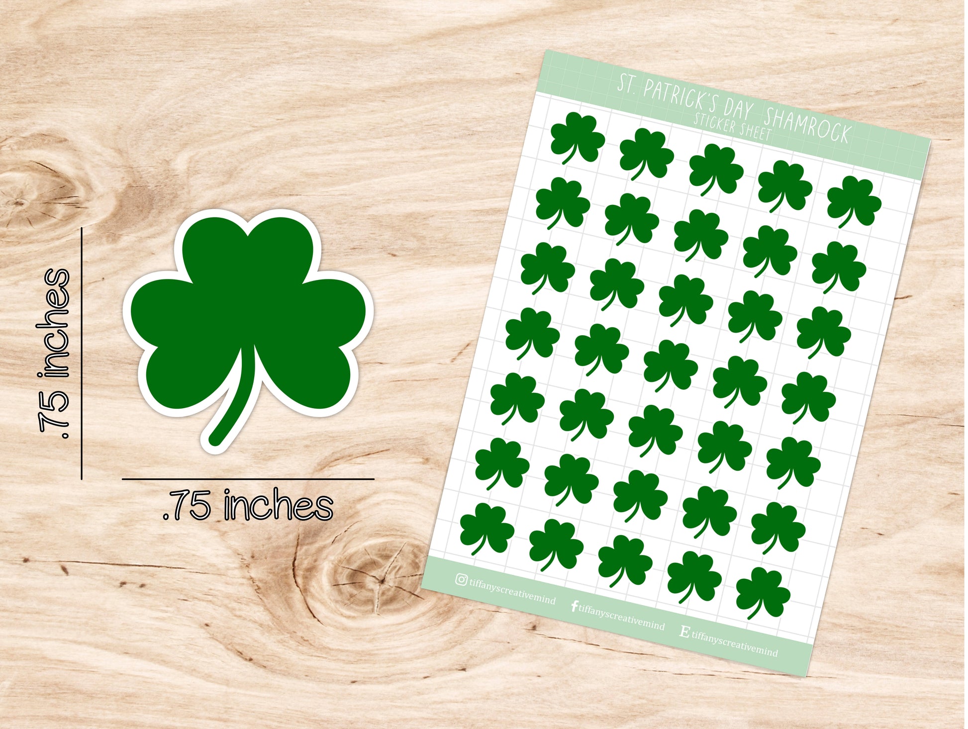 Shamrock Sticker Sheet - 5x7 inches - Shamrock Stickers - St. Pattys Day Sticker image 1