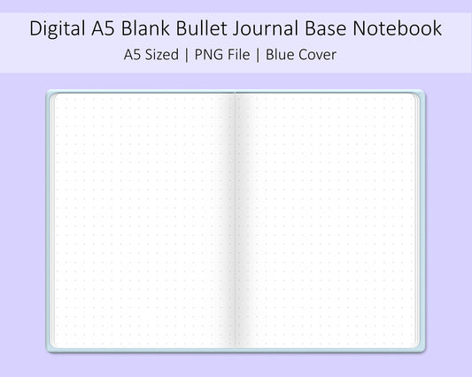 A5 Digital Bullet Journal Base Notebook | Pastel Blue Cover | PNG File