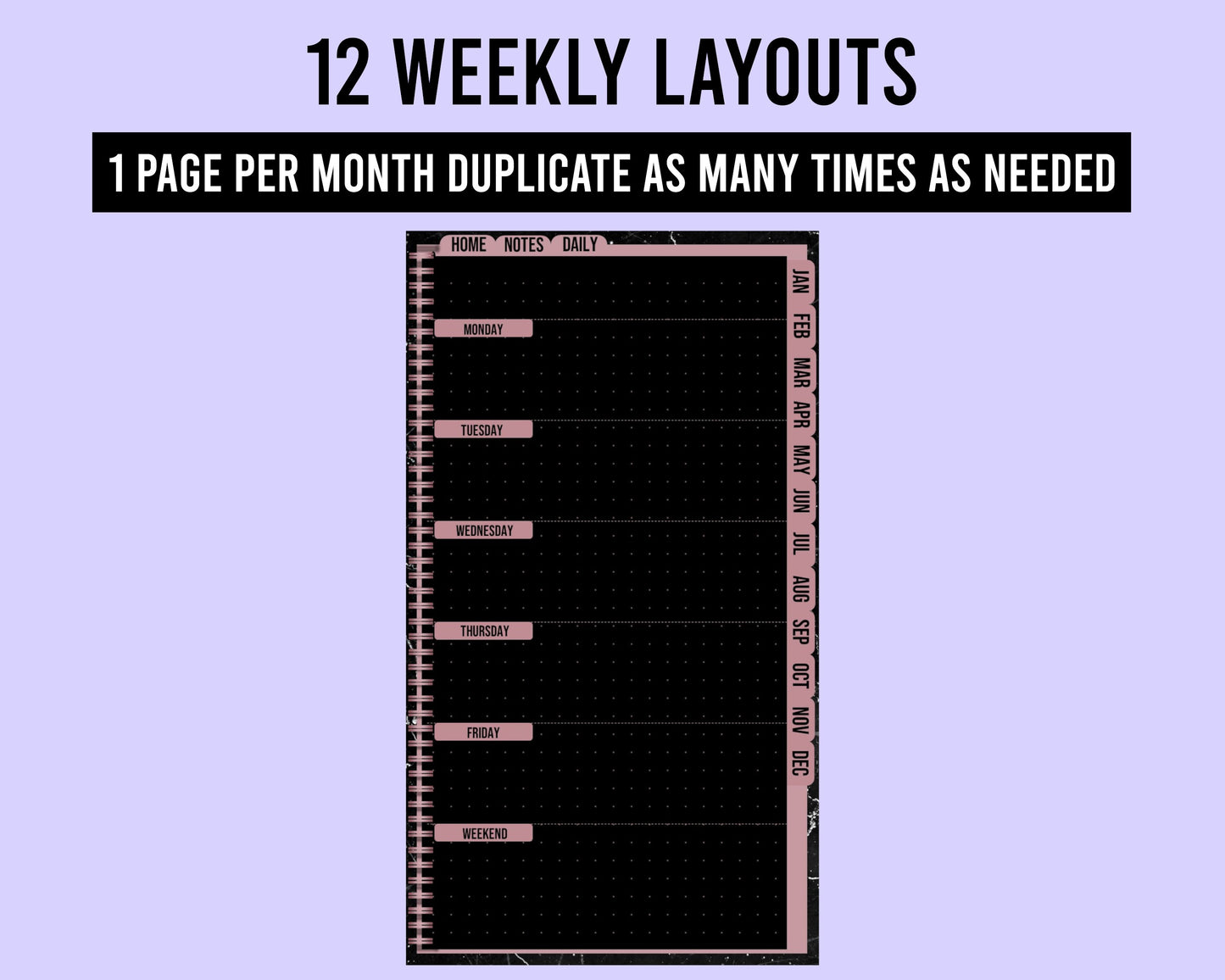 UNDATED Blackout Digital Mobile Phone Planner | Mobile Phone Planner | iPhone Planner | Android Planner | Digital Planner for Smartphone