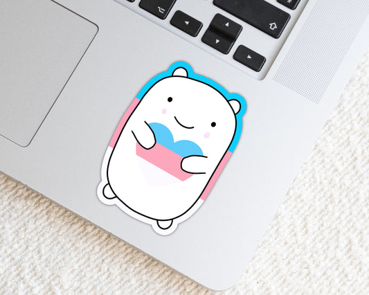 Transgender LGBTQ+ Marshmallow Bear Weatherproof Die Cut Sticker image 0