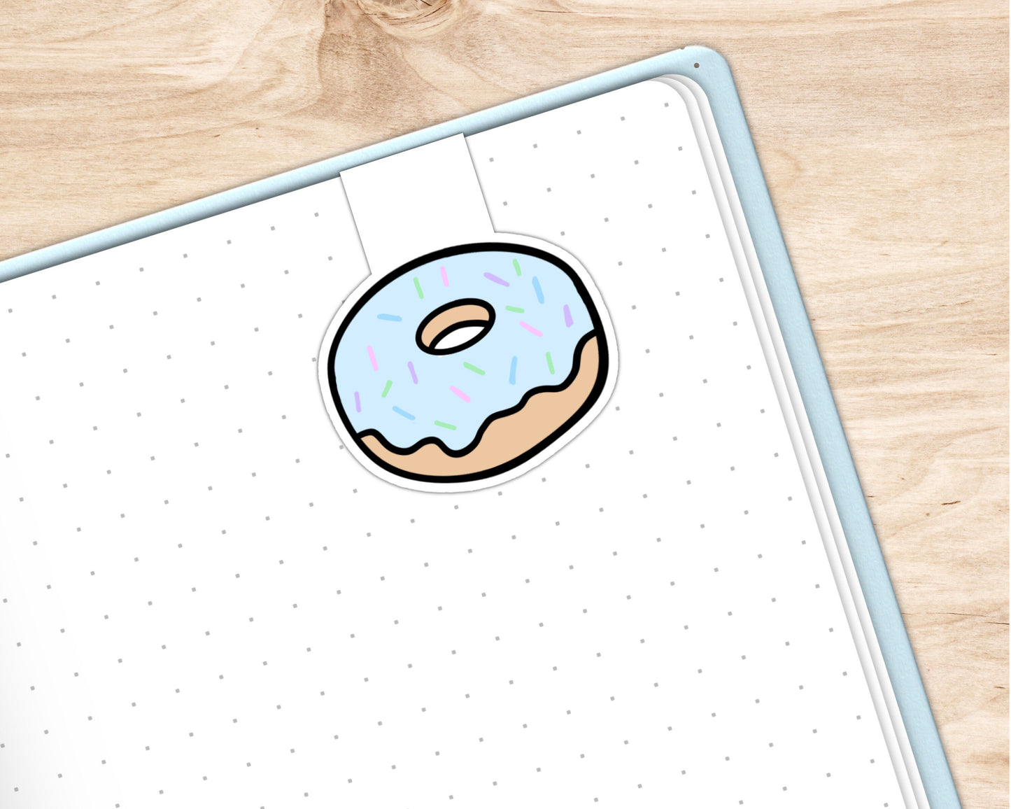 Pastel Blue Donut Die Cut Magnetic Bookmark - Donut Bookmark - Magetic Bookmark