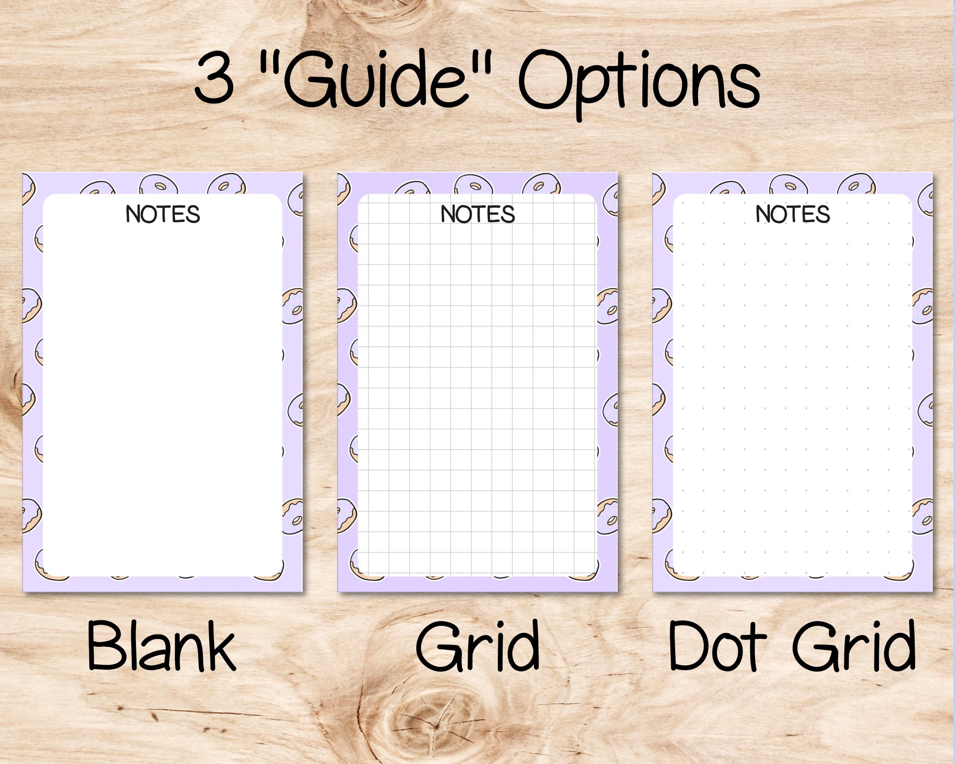 4x6 Donut Pattern Pastel Purple Notepad | Cute Donut Notepad | Cute Notepad image 1
