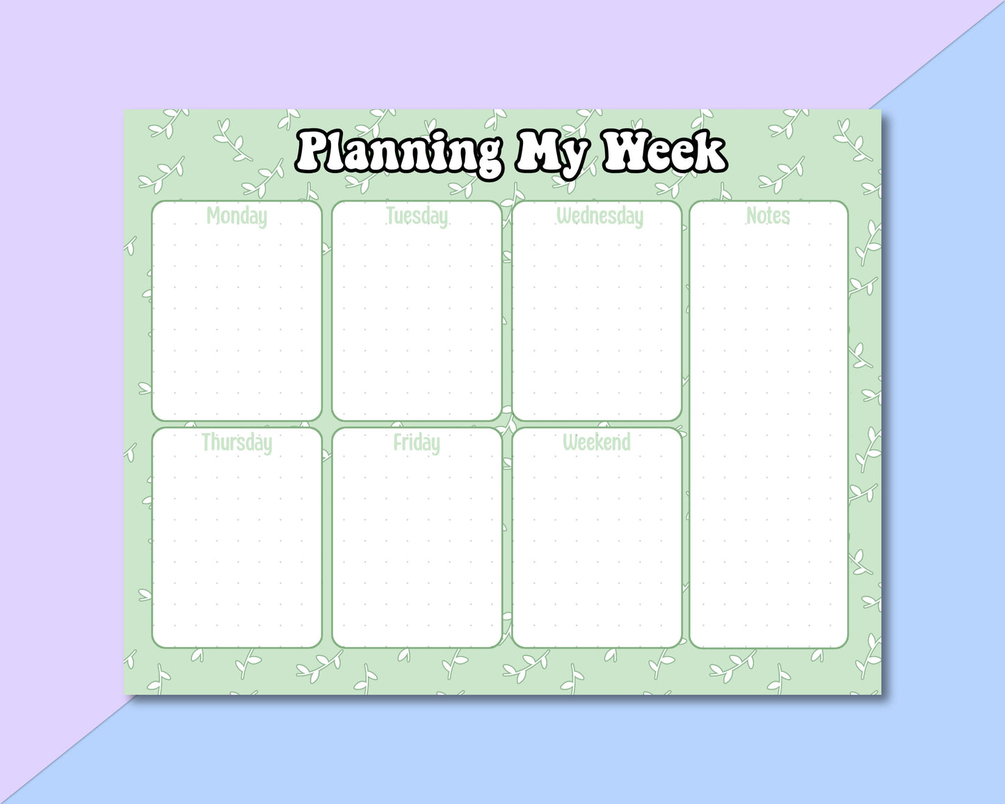 Spring Leafy Weekly Planner Notepad | A4 Weekly Notepad | Letter Size Weekly Notepad | Weekly Notepad | Cute Weekly Notepad | Weekly Planner