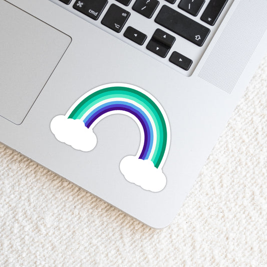 Gay Male LGBTQ+ Rainbow with Clouds Weatherproof Vinyl Die Cut Sticker image 0