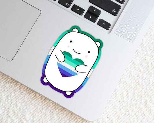 Gay Male LGBTQ+ Marshmallow Bear Weatherproof Die Cut Sticker image 0