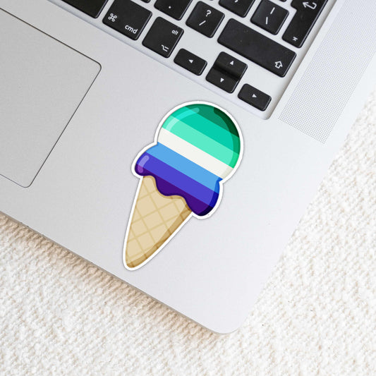 Gay Male Flag LGBTQ 2 inch Glossy Weatherproof Vinyl Die Cut Sticker