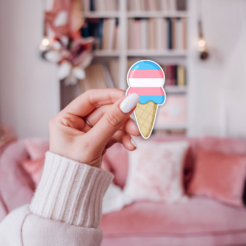 Transgender Flag LGBTQ 2 inch Glossy Weatherproof Vinyl Die Cut Sticker