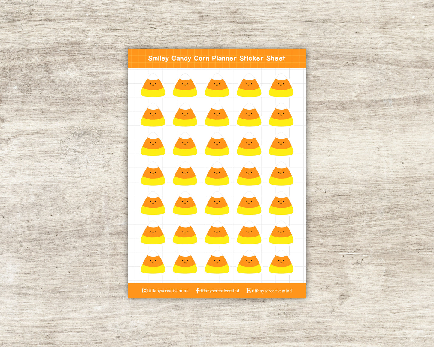 Smiley Candy Corn Planner Sticker Sheet - 5x7 inches