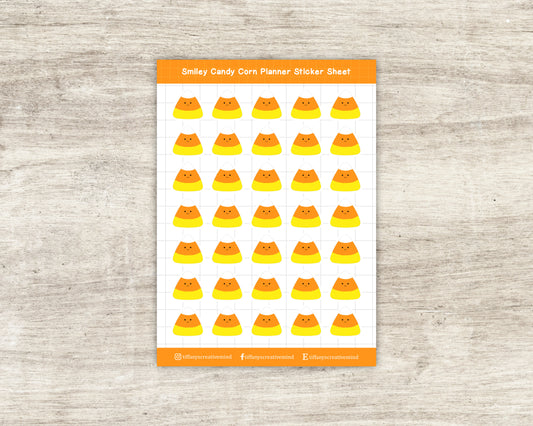 Smiley Candy Corn Planner Sticker Sheet - 5x7 inches