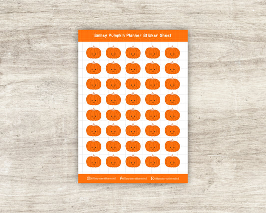 Smiley Pumpkin Planner Sticker Sheet - 5x7 inches