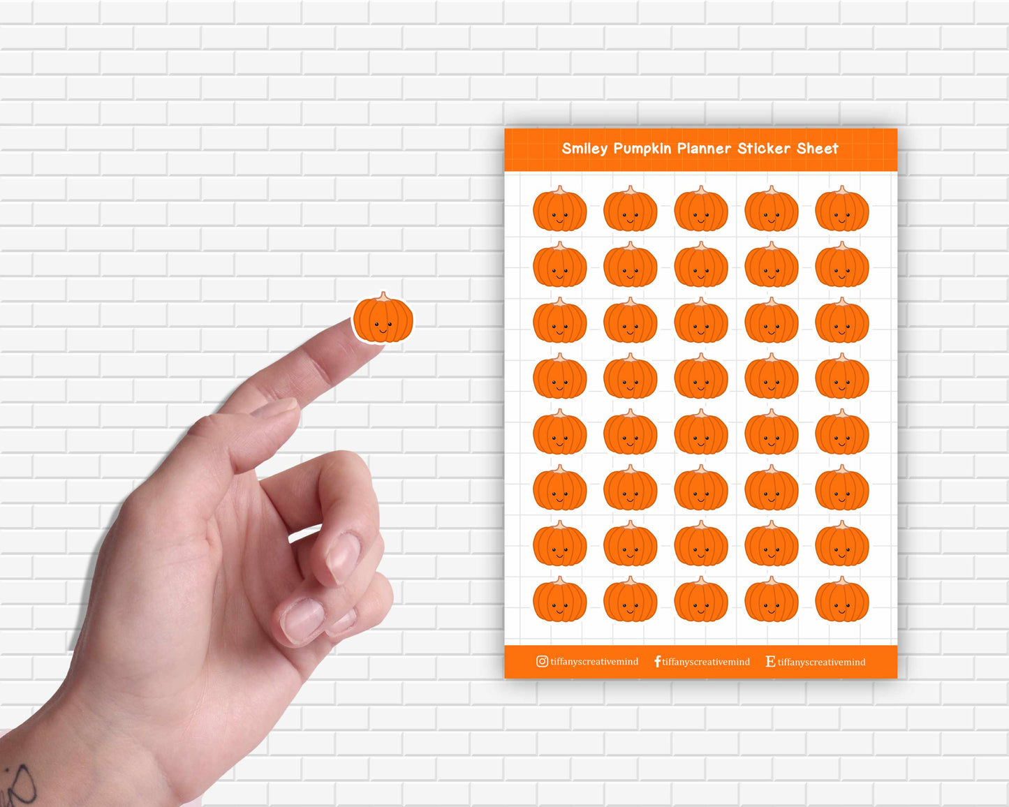 Smiley Pumpkin Planner Sticker Sheet - 5x7 inches