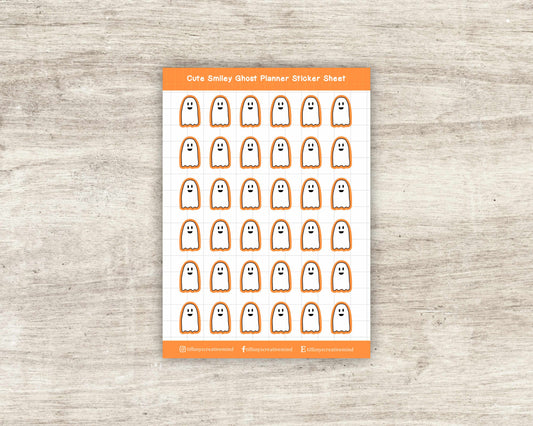 Smiley Ghost Planner Sticker Sheet - 5x7 inches