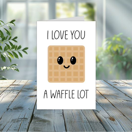 4x6 I Love You a Waffle Lot Punny Greeting Card