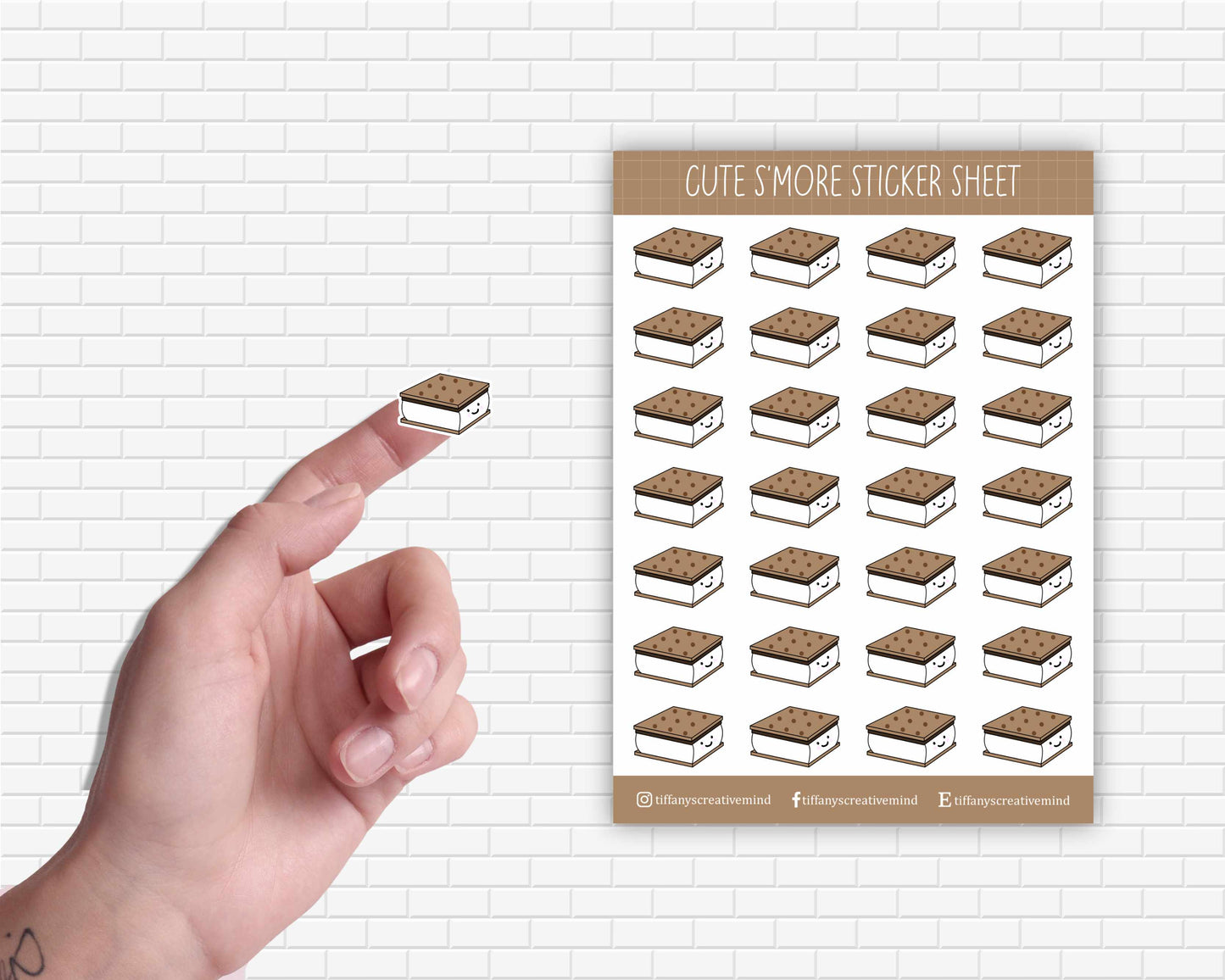 Cute Smiling S'more 5x7 Matte Weatherproof Vinyl Sticker Sheet