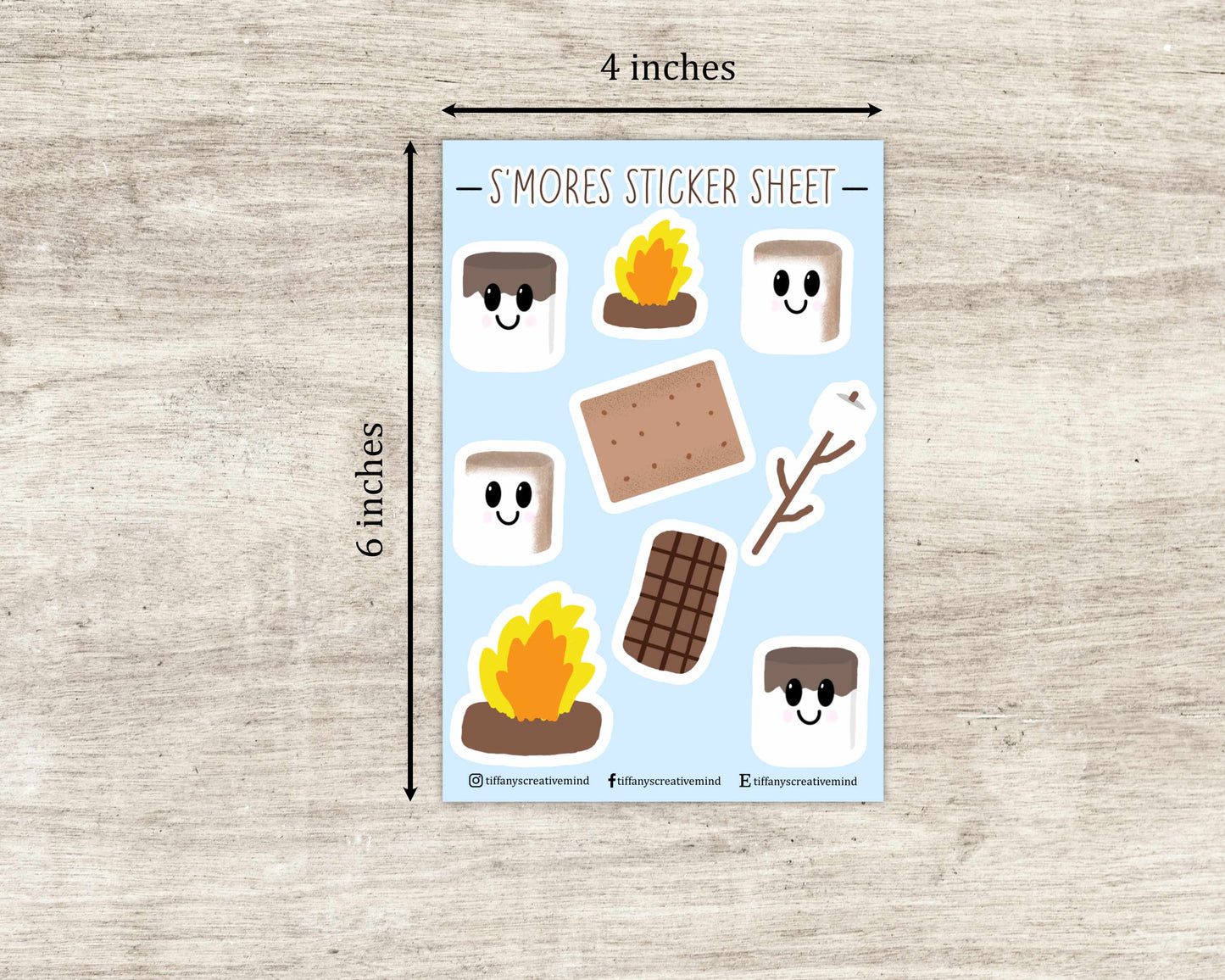 S’mores Elements 4x6 inch Sticker Sheet