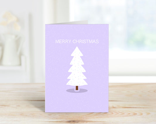 Merry Christmas Pastel Purple Simple Christmas Tree Greeting Card