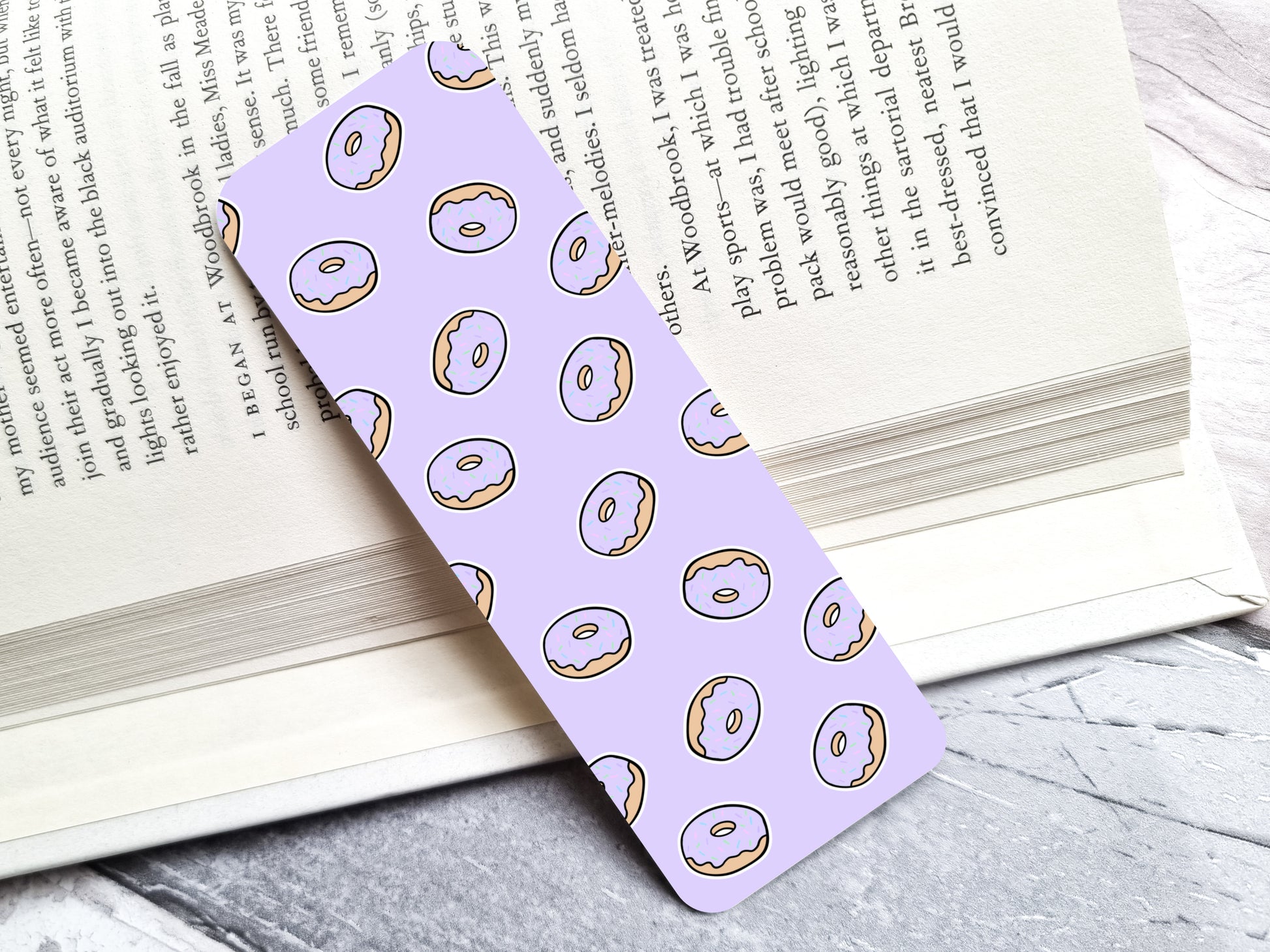 Cute Pastel Purple Donut 2x6 Double-Sided Bookmark - Donut Bookmark - Book image 0