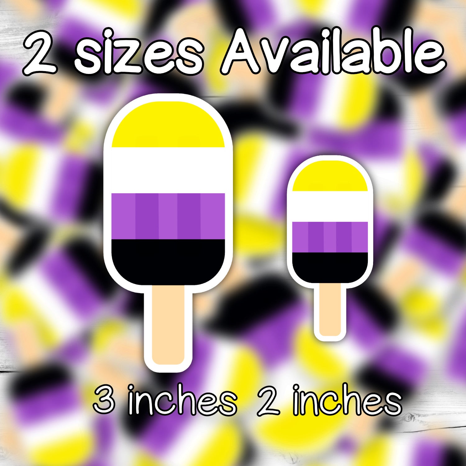 Non-Binary LGBTQ+ Popsicle Die Cut Weatherproof Vinyl Matte Sticker image 1