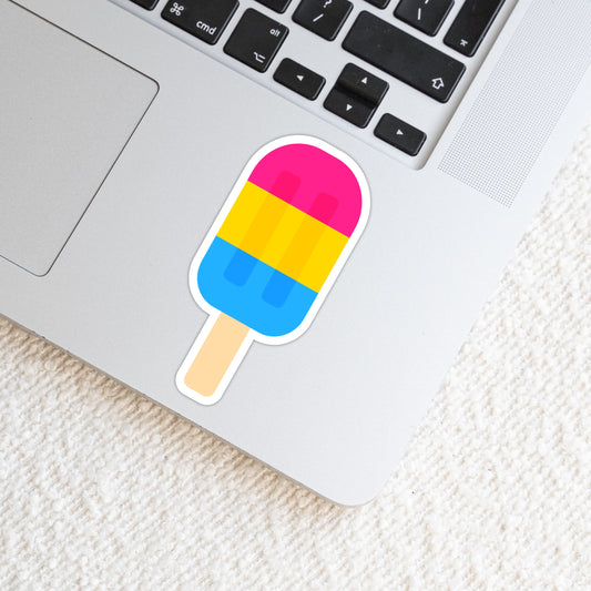 Pansexual LGBTQ+ Popsicle Die Cut Weatherproof Vinyl Matte Sticker image 0