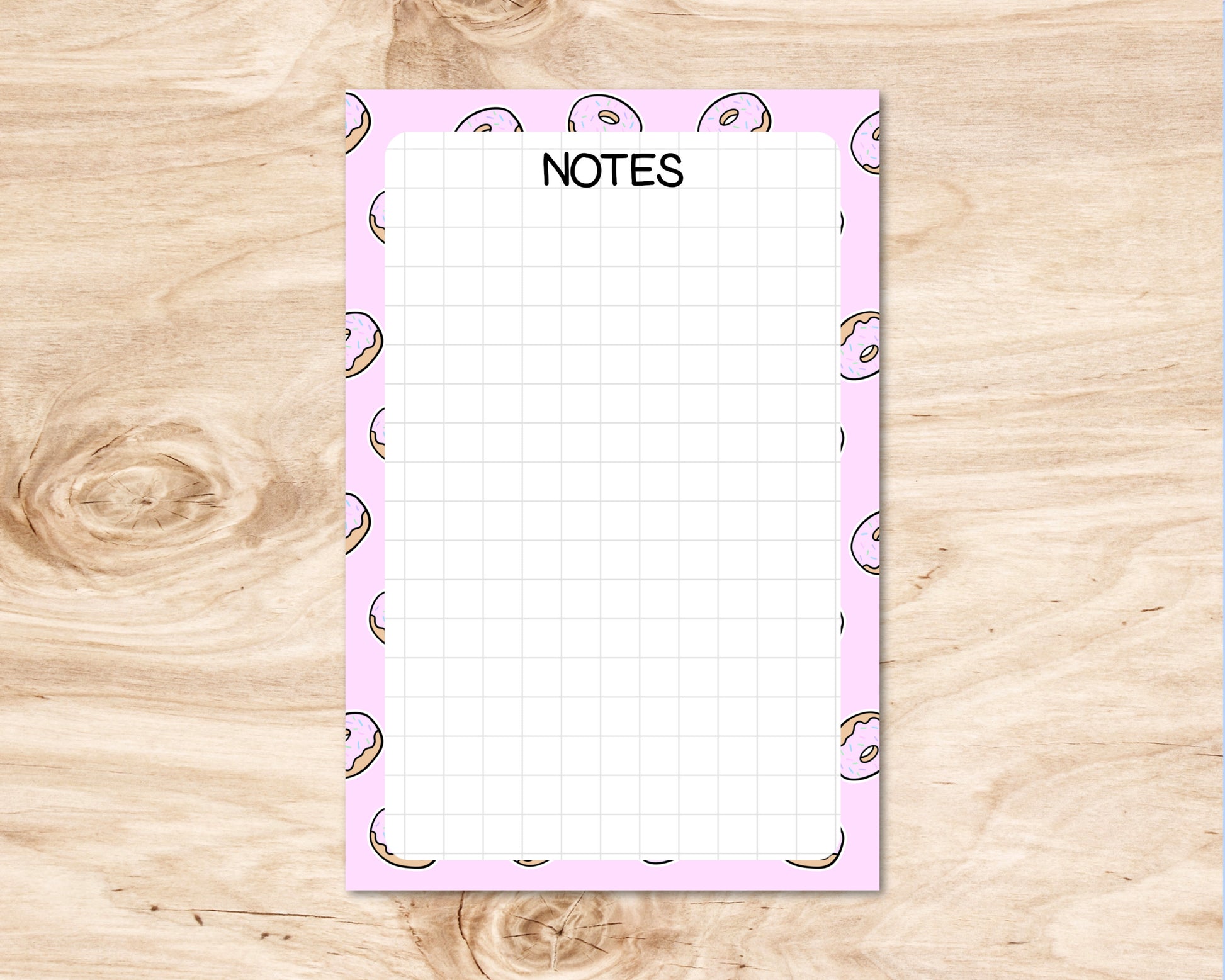4x6 Donut Pattern Pastel Pink Notepad | Cute Donut Notepad | Cute Notepad image 0