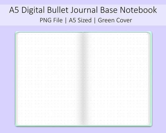 A5 Digital Bullet Journal Base Notebook | Pastel Green | PNG File