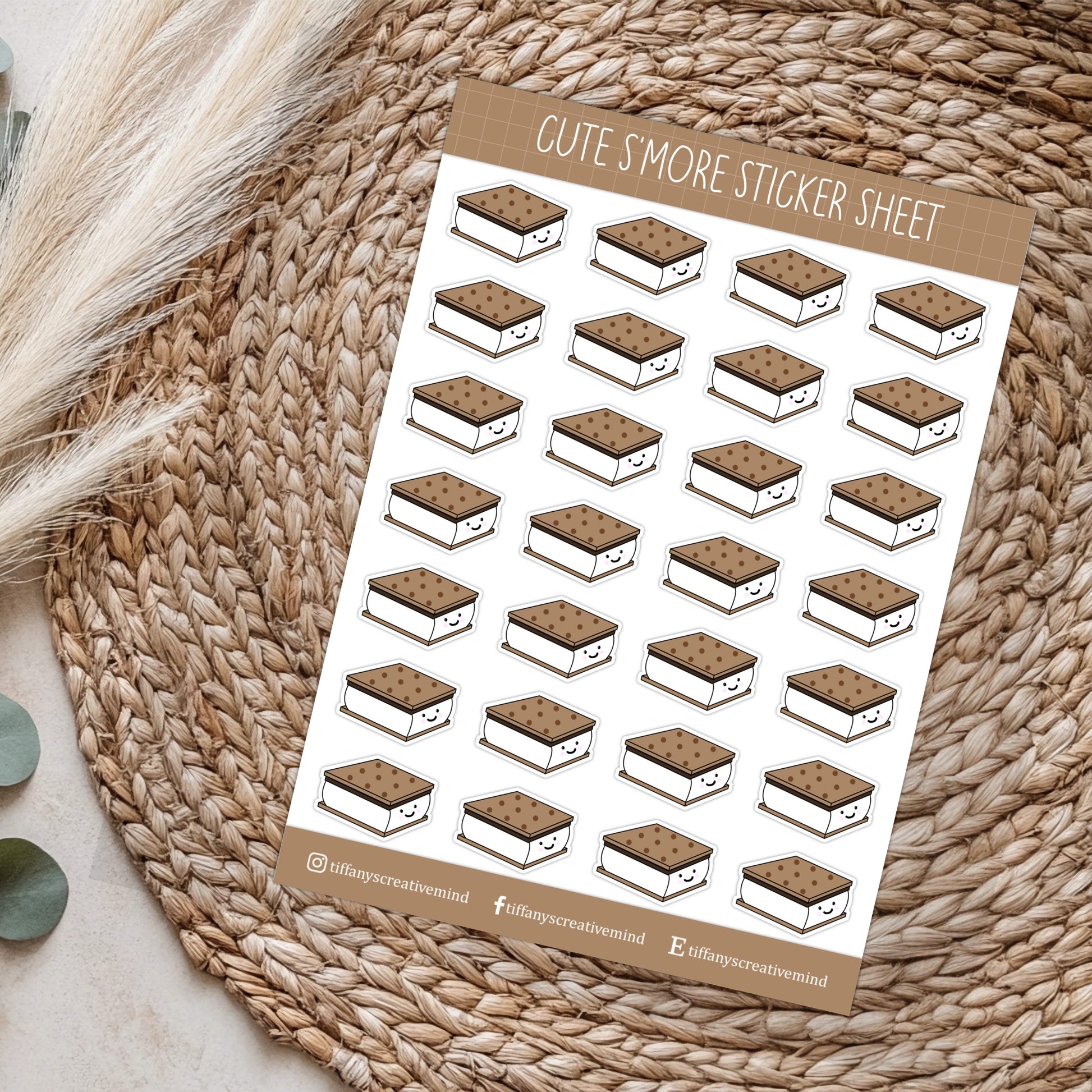 Cute Smiling S'more 5x7 Matte Weatherproof Vinyl Sticker Sheet image 0