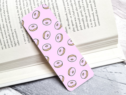 Cute Pastel Pink Donut 2x6 Double-Sided Bookmark - Donut Bookmark - Bookmark image 0