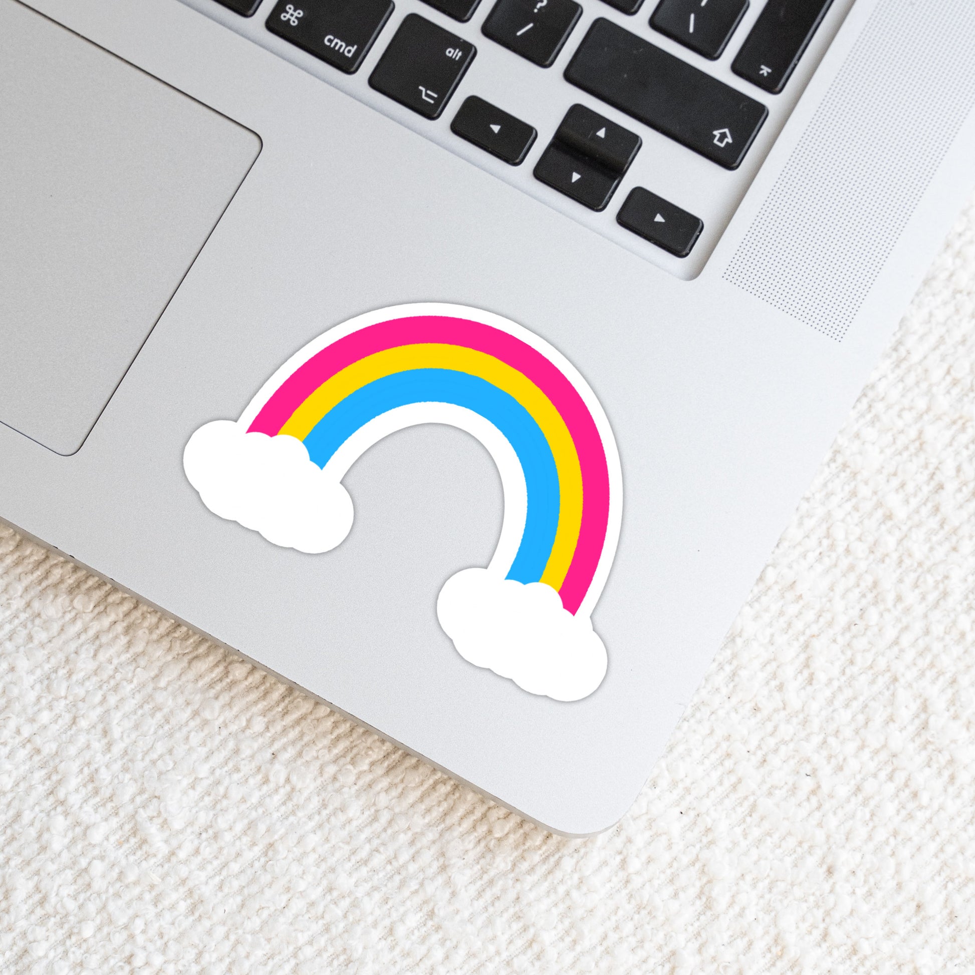 Pansexual LGBTQ+ Rainbow with Clouds Weatherproof Vinyl Die Cut Sticker image 0