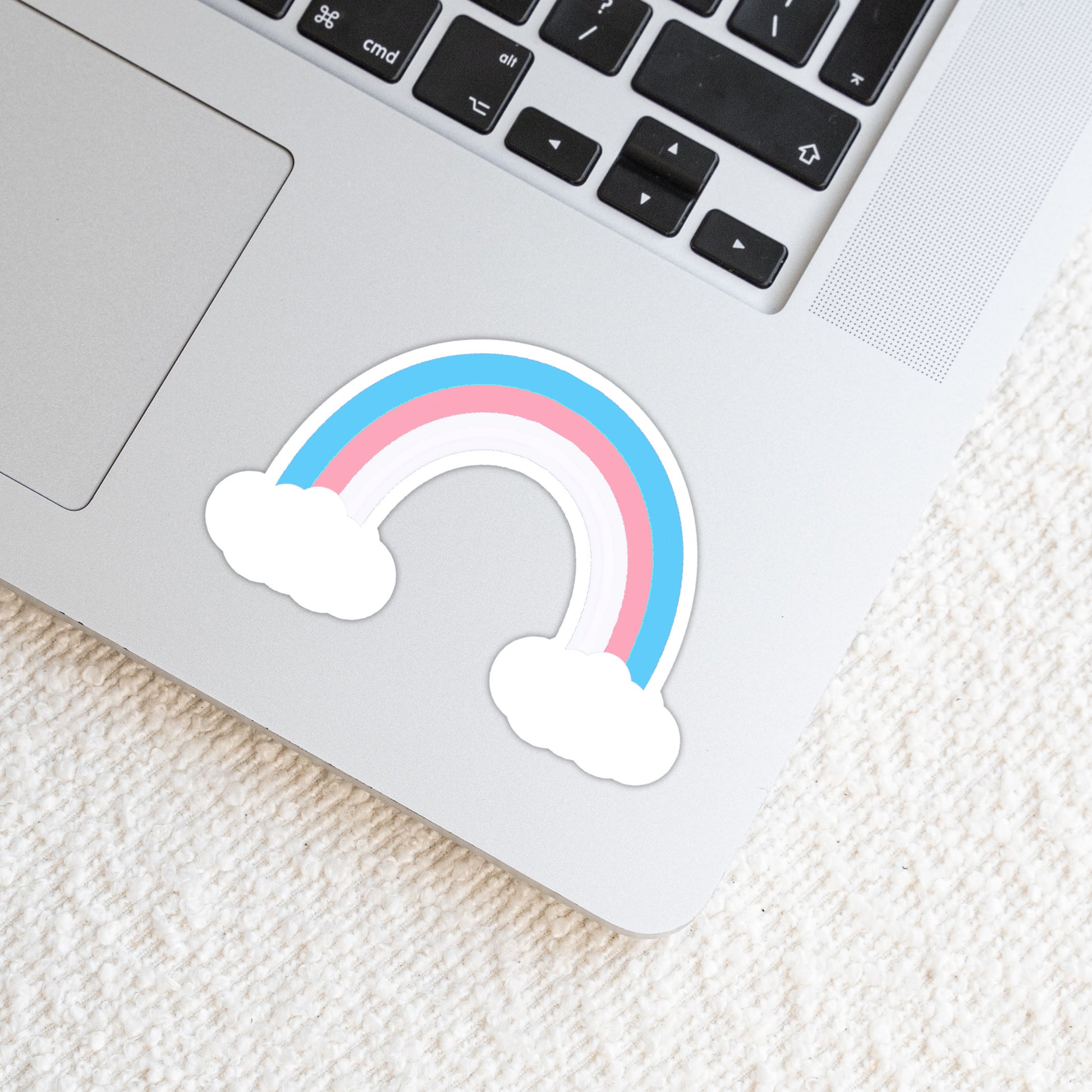 Transgender LGBTQ+ Rainbow with Clouds Weatherproof Vinyl Die Cut Sticker image 0