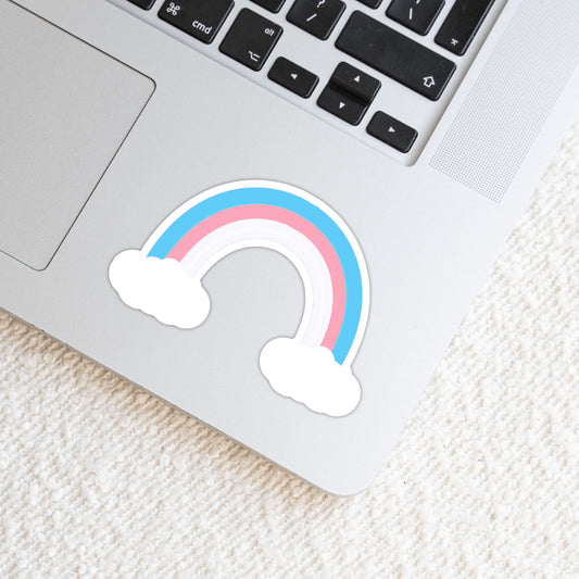 Transgender LGBTQ+ Rainbow with Clouds Weatherproof Vinyl Die Cut Sticker image 0