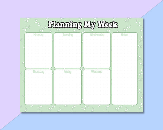 Cute Leafy Weekly Planner Notepad | A4 Weekly Notepad | Letter Size Weekly Notepad | Weekly Notepad | Cute Weekly Notepad | Weekly Planner