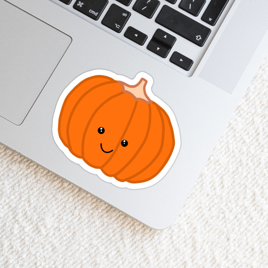 Cute Smiley Pumpkin Weatherproof Vinyl Die Cut Sticker image 0