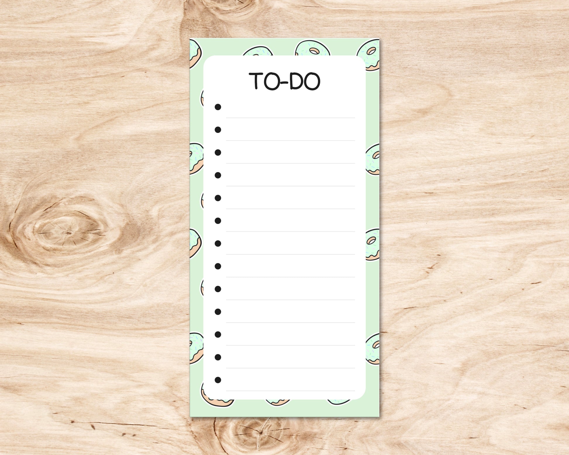 3x6 inch Cute Pastel Green Donut Pattern List Notepad - To-Do List - Cu image 0