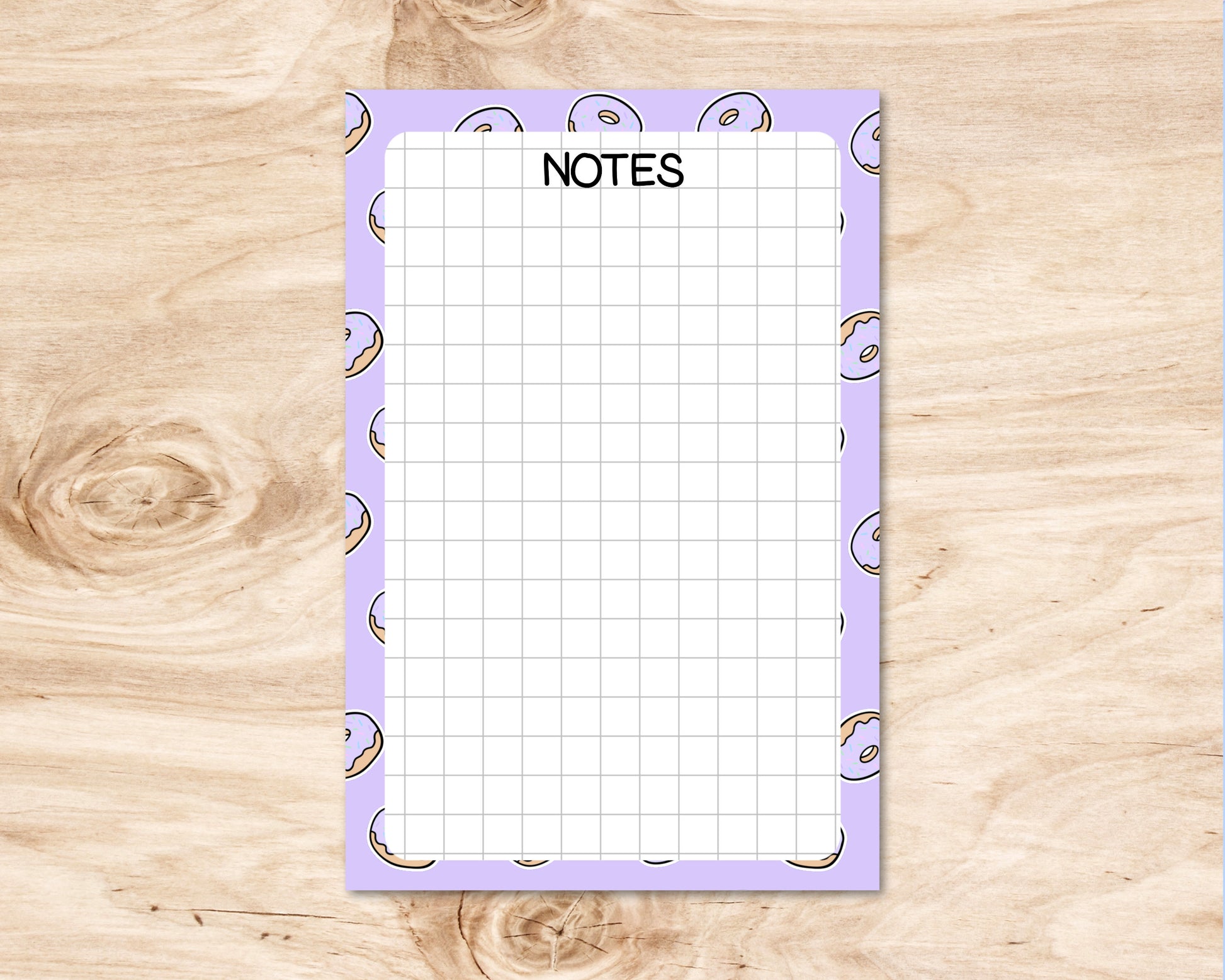 4x6 Donut Pattern Pastel Purp Notepad | Cute Donut Notepad | Cute Notepad image 0