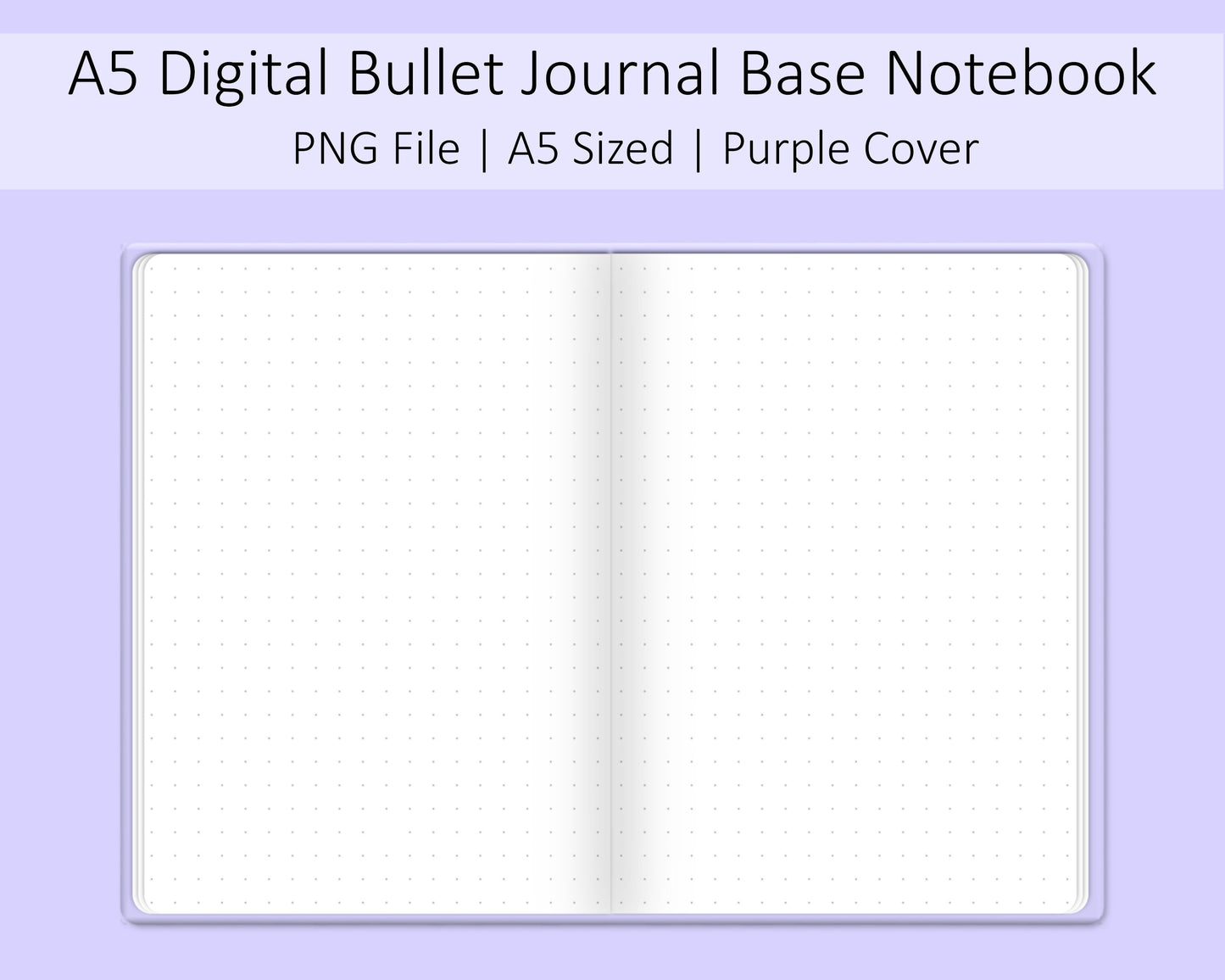 A5 Digital Bullet Journal Base Notebook | Pastel Purple | PNG File