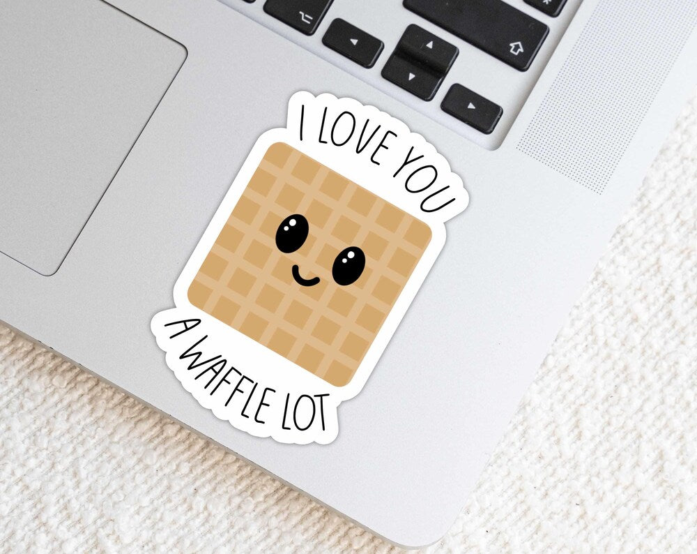 3 inch I Love You a Waffle Lot Punny Sticker