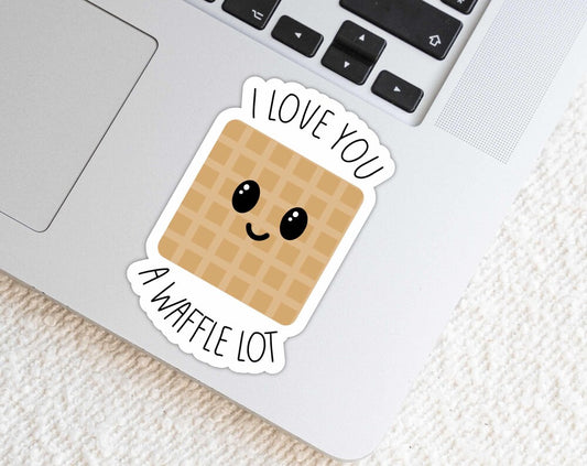 3 inch I Love You a Waffle Lot Punny Sticker