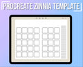 Digital Procreate Calendar Template for Zinnia