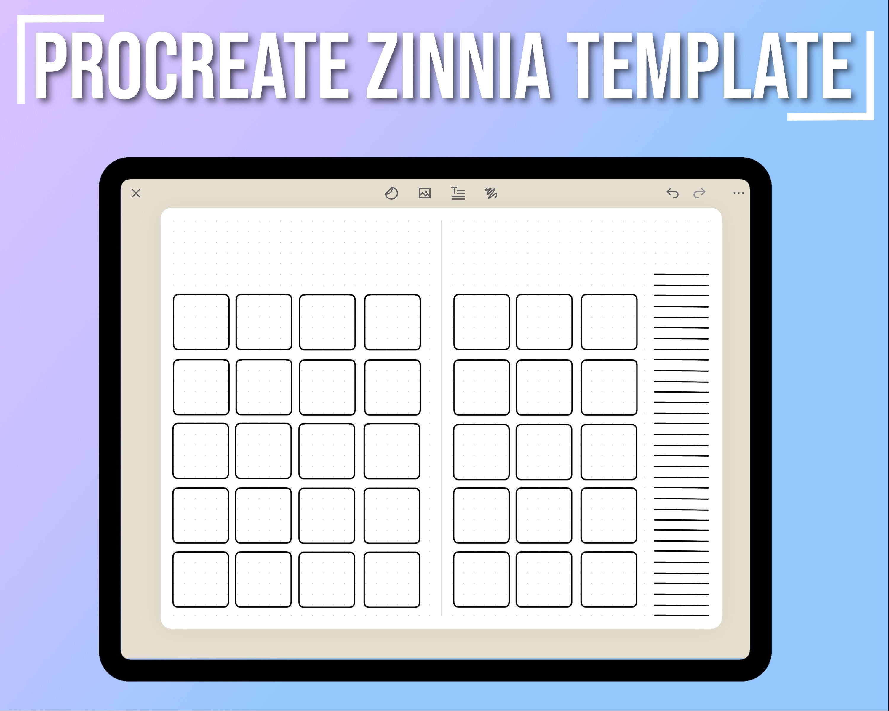 Digital Procreate Calendar Template for Zinnia