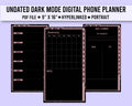 Undated Dark Mode Digital Phone Planner: Hyperlinked PDF (9x16)
