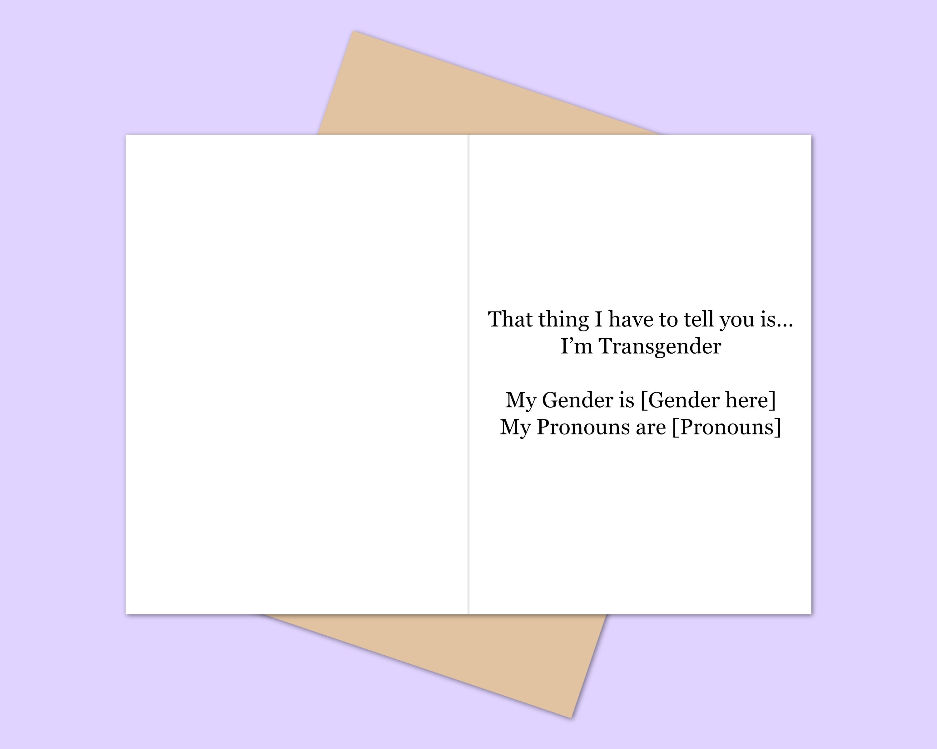 Transgender LGBTQ Greeting Card: Card to Help You Come Out Of The Closet