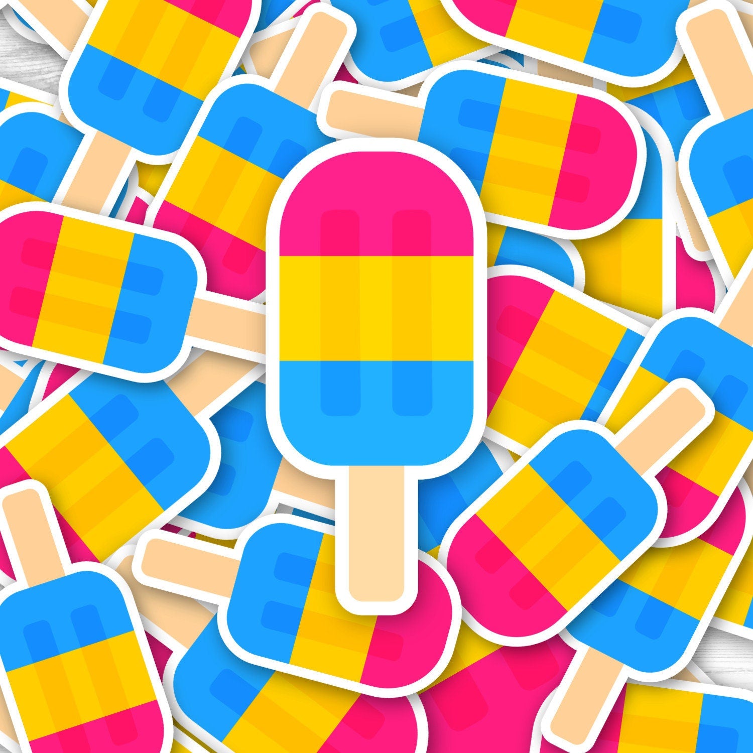 Pansexual LGBTQ+ Popsicle Sticker: Made with Weatherproof Vinyl Sticker Paper