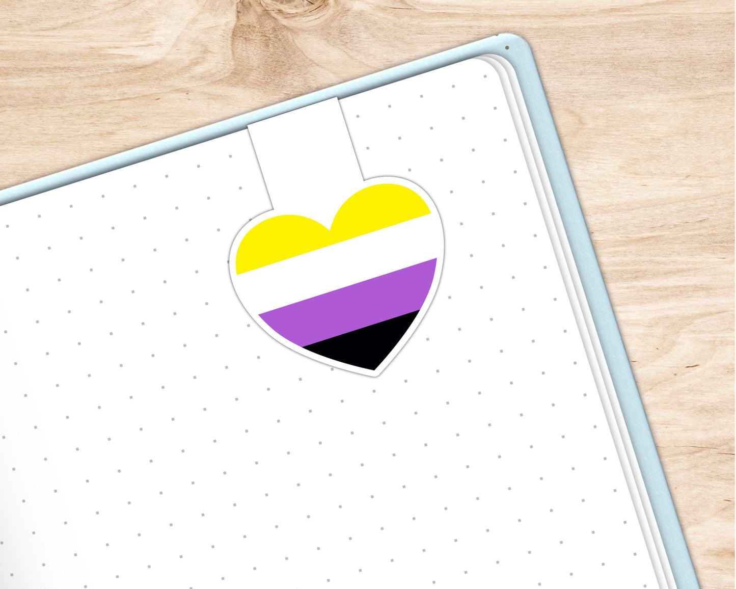 Non-Binary Pride Heart Die Cut Magnetic Bookmark