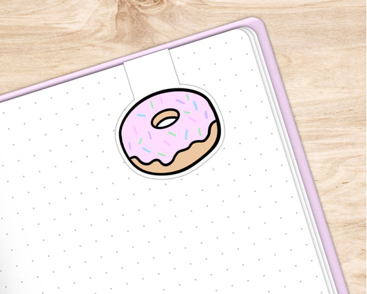 Donut Magnetic Bookmark: Die Cut, Pastel Pink, Glossy