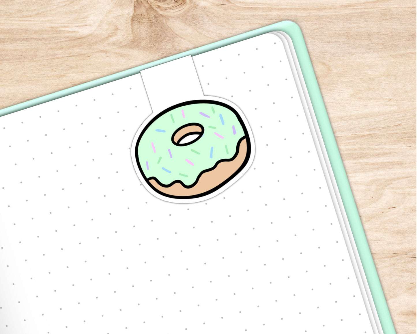 Pastel Green Donut Magnetic Bookmark