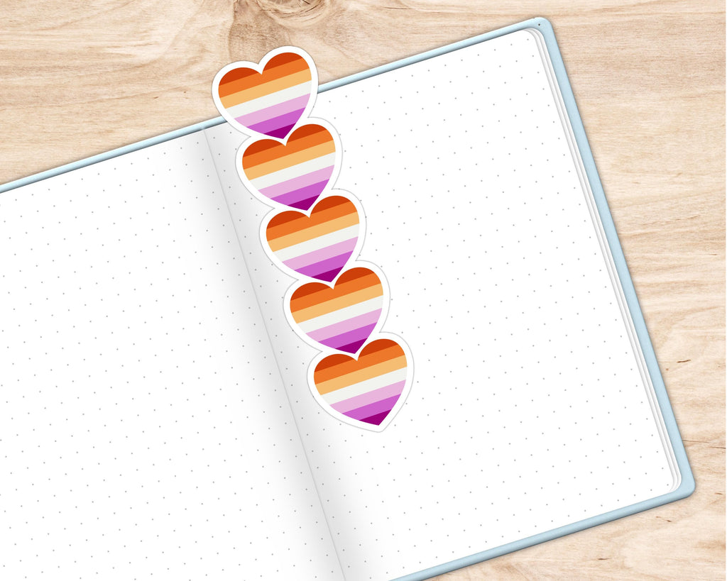 Lesbian Flag Stacked Hearts Die-Cut Bookmark