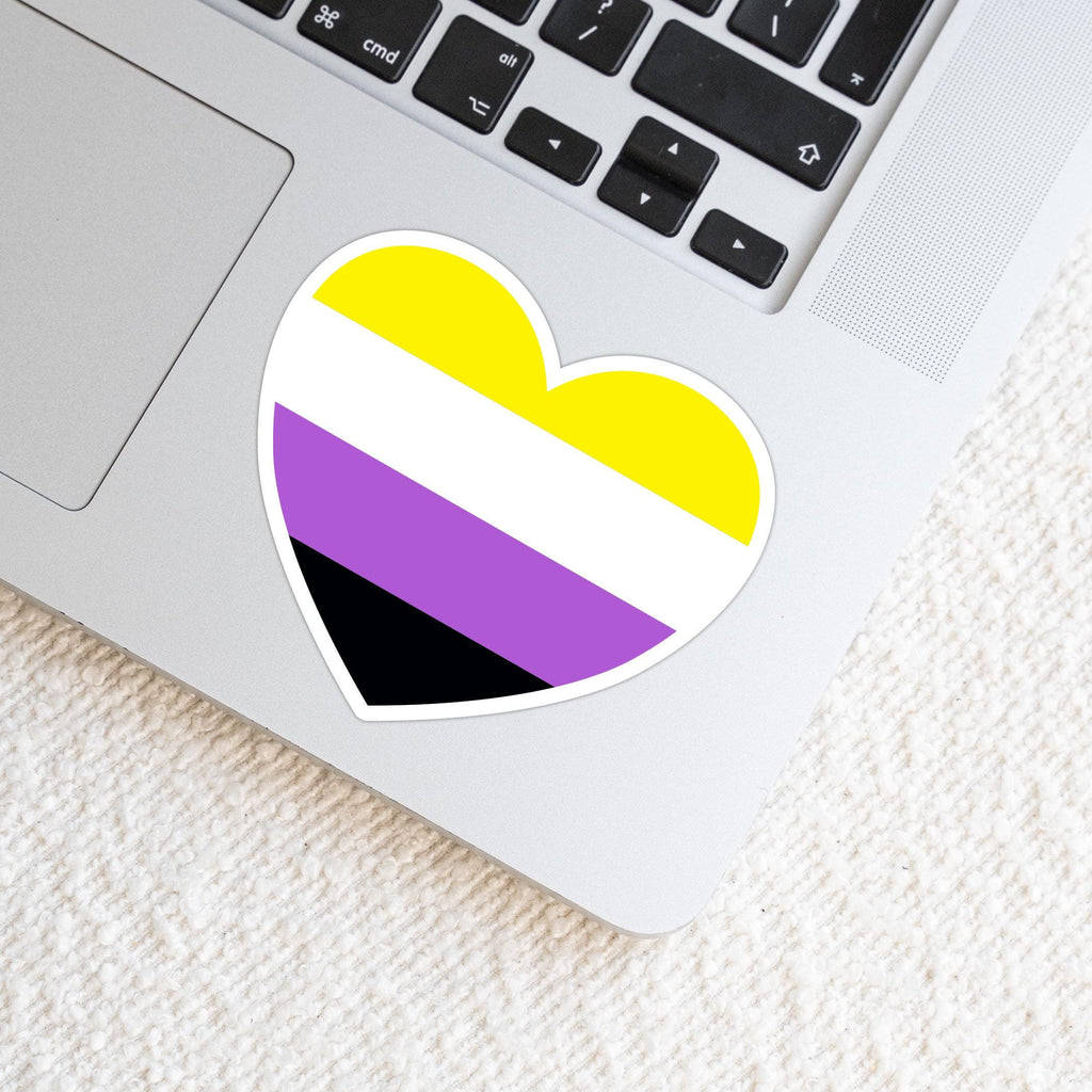 Non-Binary LGBTQ+ Heart Sticker: Made with Vinyl Sticker Paper