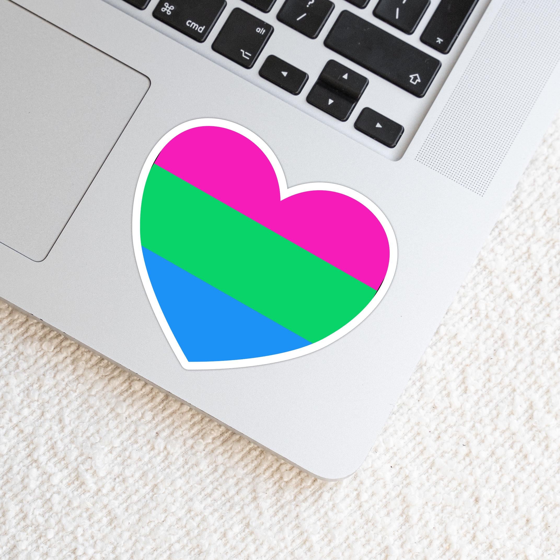 Polysexual Pride Heart Sticker - Weatherproof Vinyl Die Cut