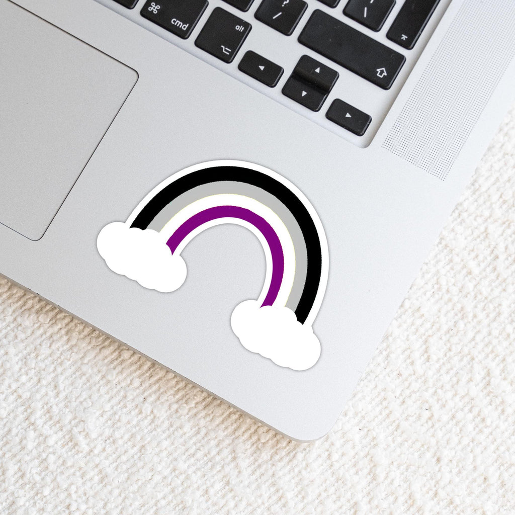 Asexual Rainbow with Clouds Sticker - Weatherproof Vinyl - LGBTQ+ Pride